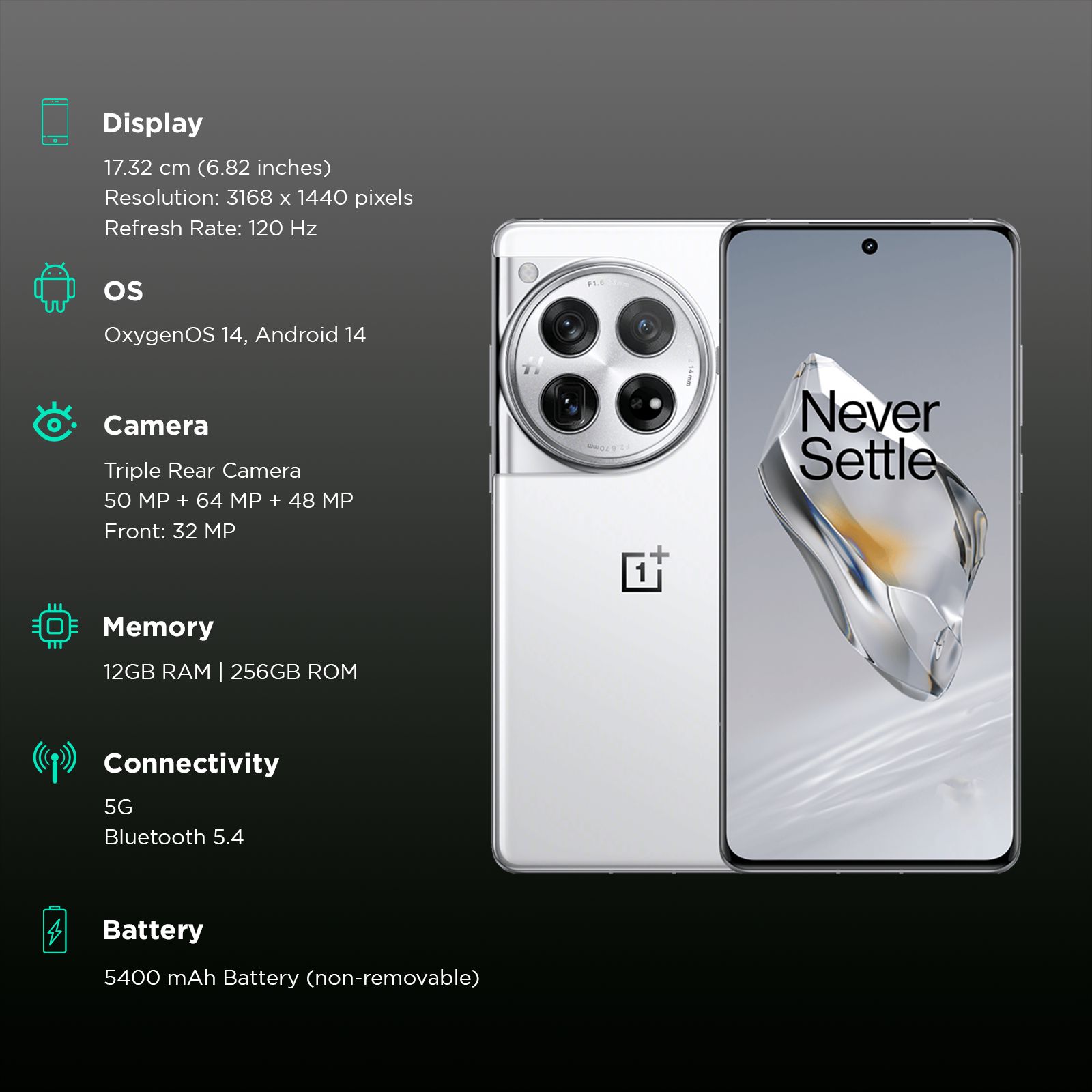 Buy OnePlus 12 5G (12GB RAM, 256GB, Glacial White) Online Buy OnePlus 12 5G (12GB RAM, 256GB, Glacial White) Online